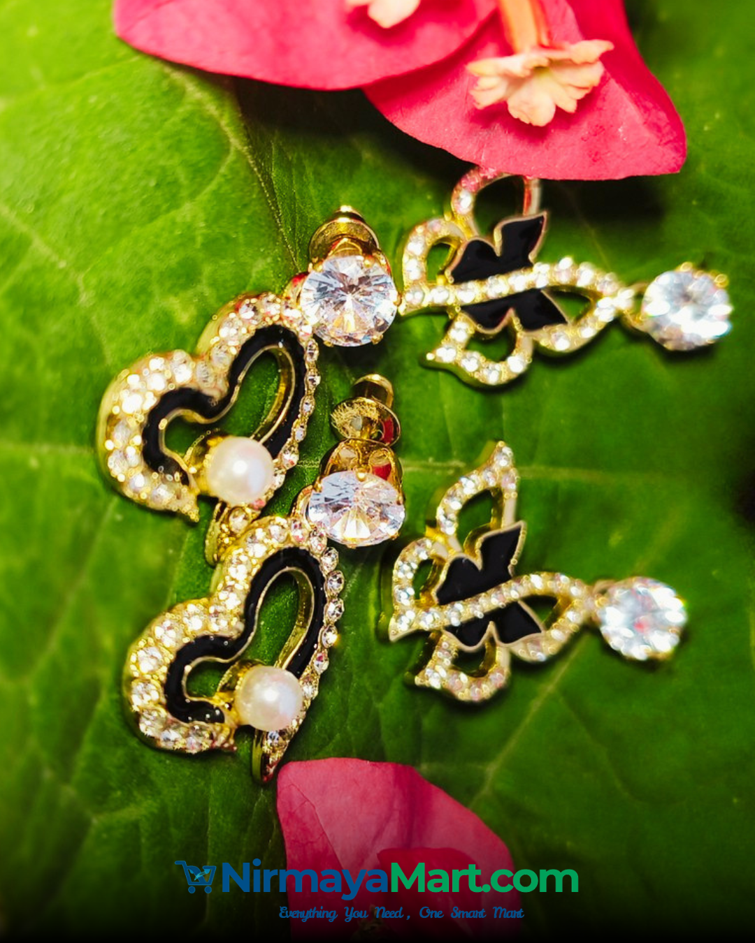 Nirmaya Oxidized Designer Stud Modern Earring Set of 12 With Folding Box