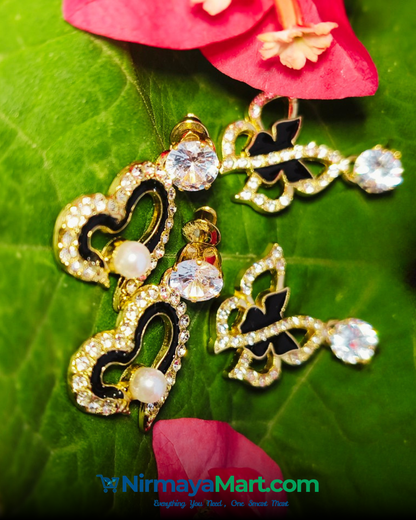 Nirmaya Oxidized Designer Stud Modern Earring Set of 12 With Folding Box